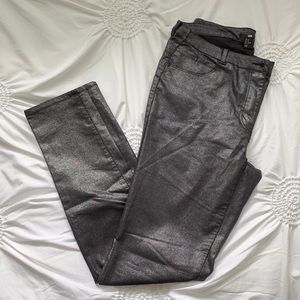 H&M Black/Silver Metallic Skinny Leg Pants 12